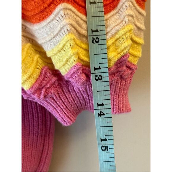 Anthropologie THML Rib Knit Mid Puff Sleeve Sweater XS Sherbet Coachella - Picture 8 of 9